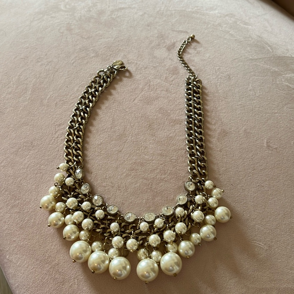 Chicos statement gold and pearl necklace.